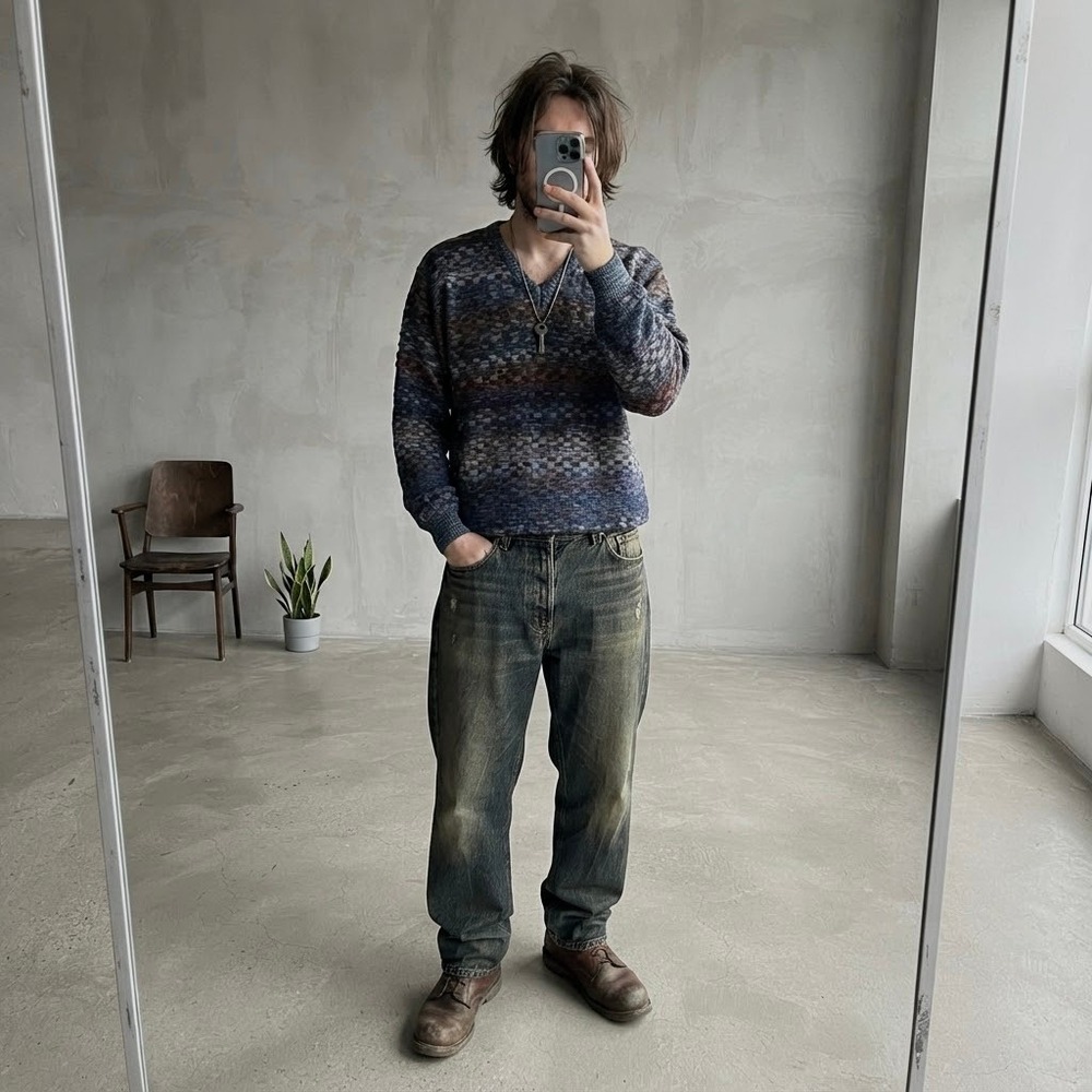 Norm Thompson Made in Italy Vintage Wool Blend Sweater M Grunge Earthy 90s